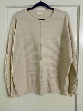Allie Rose Cream Textured Crew Neck Sweater